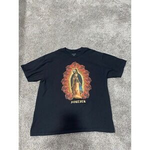 Yours Truly Graphic Tee Mens XL Black Excellent Virgin Mary Rose Forever Shirt